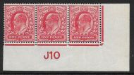 M5(1) 1d Scarlet EDVII De La Rue control I10 Imperf MOUNTED MINT