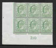 1907 M2(2) ½d Yellow Green Control I10 De La Rue perf H1 UNMOUNTED MINT