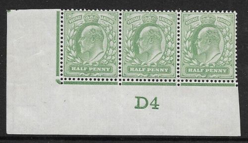 1907 M2(2) ½d Yellow Green Control D4 De La Rue perf V1 UNMOUNTED MINT