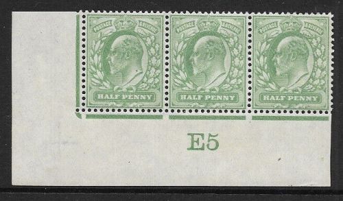 1907 M2(2) ½d Yellow Green Control E5 De La Rue perf H1 UNMOUNTED MINT