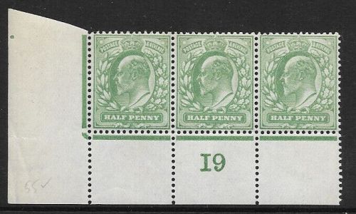 1907 M2(2) ½d Yellow Green Control I9 De La Rue perf V2 UNMOUNTED MINT