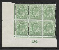 M3(1) ½d Dull Yellow-Green Harrison Control D4 perf type V1 UNMOUNTED MINT