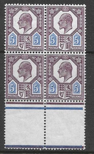 M30(3) 5d Dp Dull Red Purple  Bright Blue Somerset House blk 4 UNMOUNTED MINT