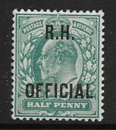 Sg O91 ½d Green Edward VII R H OFFICIAL overprint single UNMOUNTED MINT