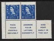 SB29 1d Wilding booklet pane with dry print - missing 1 stamp UNMOUNTED MINT MNH