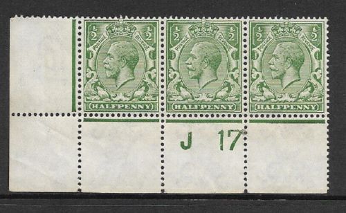 N14(8) ½d Yellow Green Control J 17 perf UNMOUNTED MINT