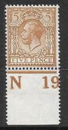 N25(5) 5d Ginger Brown Royal Cypher Control N19 perf MOUNTED MINT in margin