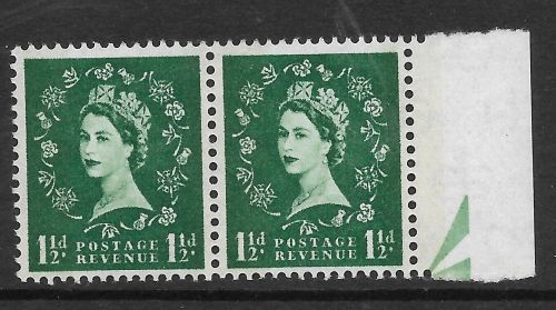 Sg S35a 1½d Wilding Violet 1 x narrowband right  phos on back UNMOUNTED MINT