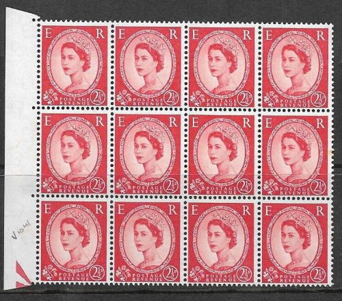 S55e 2½d Wilding Wmk CrownsRose and leaf stem flawUNMOUNTED MINT