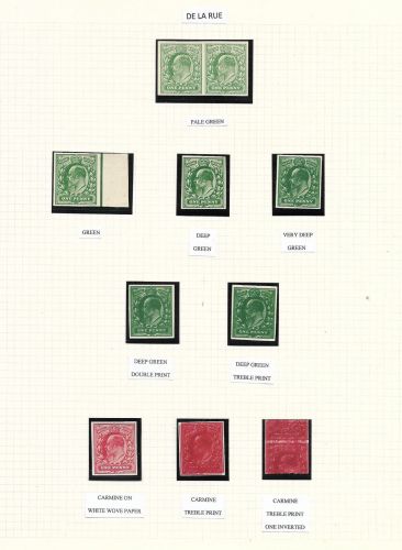 De La Rue plate proofs  - imperf no watermark in shade variations and print MINT