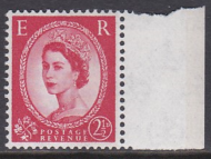S66b 2½d Wilding 1 x 8mm band photo right band in margin UNMOUNTED MINT MNH