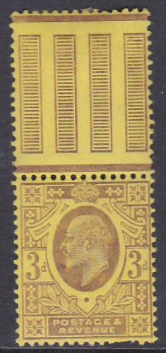 Sg 232a M20(2) 3d Dull Purple Orangeyellow Chalky De La Rue lightly MOUNTED MINT