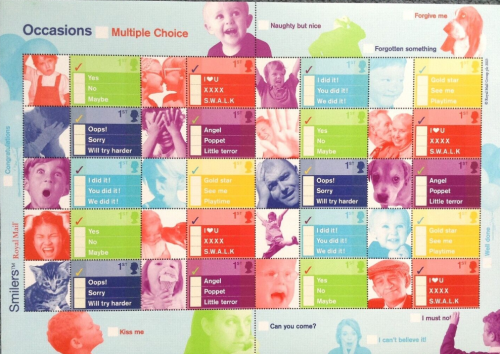 LS12 GB 2003 occasions Smiler sheet UNMOUNTED MINT MNH