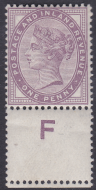 1d lilac control F perf single With extra horiz row of perfs MOUNTED MINT