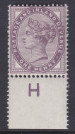 1d Lilac control H perf single   - MOUNTED MINT