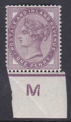 1d Lilac control M imperf single UNMOUNTED MINT