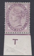 Sg 172 1d lilac control T imperf Single With jubilee line MOUNTED MINT