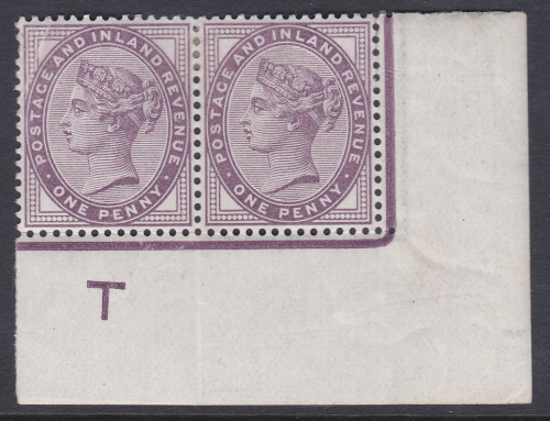 Sg 172 1d lilac control T imperf Pair With jubilee line MOUNTED MINT