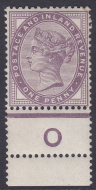 1d lilac control O perf single with extra row of perfs UNMOUNTED MINT