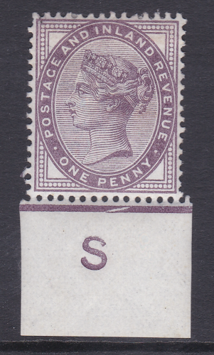 1d lilac control S imperf single with Weak Control Date cut MOUNTED MINT