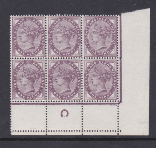 1d lilac control O perf Block of 6 - Extra perfs broken O UNMOUNTED MINT