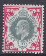 sg257 1 - m45(1) Dull green + Carmine De La Rue UNMOUNTED MINT
