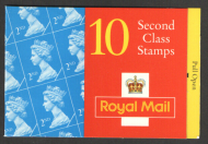 HC13 10 x 2nd Class Barcode Booklet - complete - Cylinder Q17Q17 - Yellow fluor