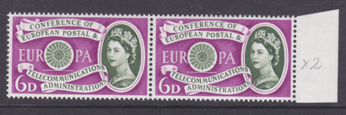 Sg 621e 1960 CEPT Europa 6d - Listed Flaw - Blurred E - Unmounted Mint