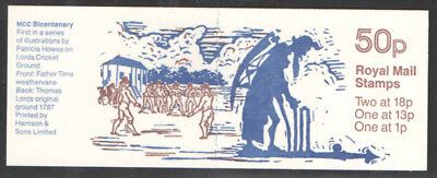 FB39 50p Lords Cricket Ground (1st MCC Bicentenary) Folded Booklet Cyl B21B6B30