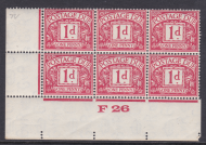 D11 1d Block Cypher Postage due Control F26 Imperf UNMOUNTED MINT