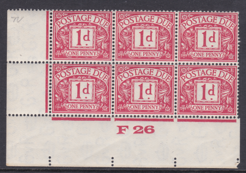 D11 1d Block Cypher Postage due Control F26 Imperf UNMOUNTED MINT