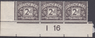 D4wi 2d Royal Cypher Postage due Control I 16 imperf strip of 3 MOUNTED MINT