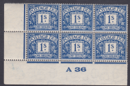 D25 1s Edward VII Postage due Control A 36  MOUNTED MINT