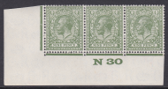 N43(4) 9d Olive Yellow Green Block Cypher Control N30 imperf UNMOUNTED MINT
