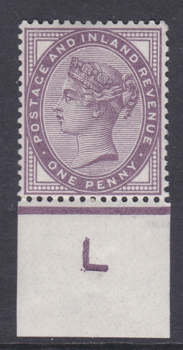 1d Lilac control L imperf single UNMOUNTED MINT