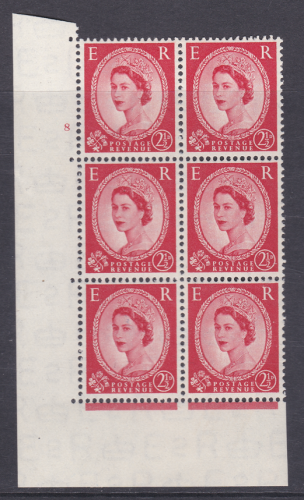 S50b Var 2½d Wilding Tudor Wmk Cylinder 8 No Dot perf type A(E I) UNMOUNTED MINT
