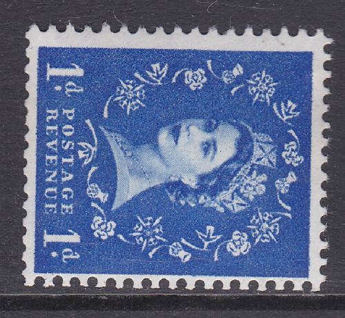 S21d 1d Wilding Blue 1 band left wmk Right  UNMOUNTED MINT