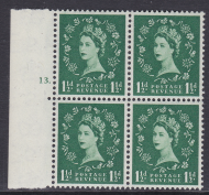 S26e variety 1½d Wilding Edward Wmk Cyl 13 Dot Block of 4 UNMOUNTED MINT
