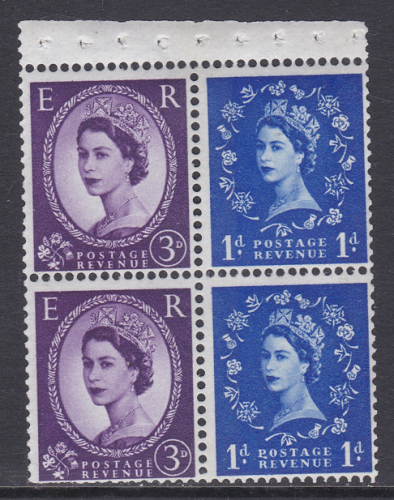 SB53c Wilding booklet pane Crowns right variety on R2 2 UNMOUNTED MNT