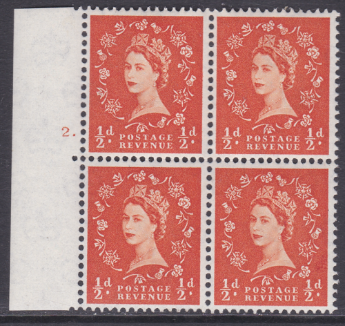 S4h Wilding Multi Crown on Cream Cyl 2 Dot w var Block of 4 UNMOUNTED MINT