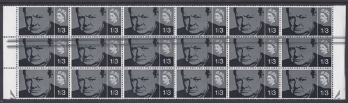sg662 1965 1 3 churchill Stunning black ink flaw UNMOUNTED MINT [SN]