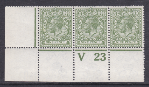 sg393a N30(1) 9d Olive Green Royal Cypher Control V23 perf UNMOUNTED MINT scarce