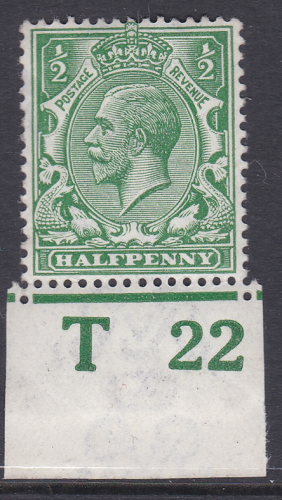 N14(17) ½d Cobalt Green Control T 22 Imperf single MOUNTED MINT