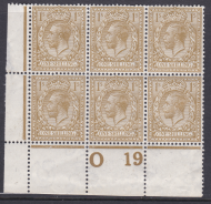 N32(7) 1 - Bistre Brown Royal Cypher control O19 Block of 6 UNMOUNTED MINT MNH