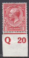 N16(-) 1d Bright Brick Red Royal Cypher Control Q20 Imperf MOUNTED MINT MNH