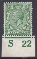 N14(-) unlisted ½d Cobalt Yellow Green Control MOUNTED MINT