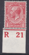 N16(-) 1d Pale Carmine Red Royal Cypher Control R21 Imperf MOUNTED MINT MNH