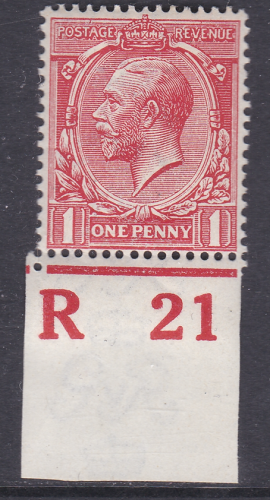 N16(-) 1d Pale Carmine Red Royal Cypher Control R21 Imperf MOUNTED MINT MNH