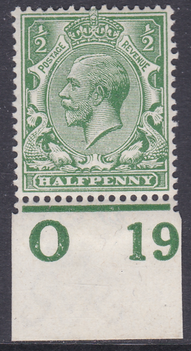 ½d Royal Cypher Control O19 Imperf MOUNTED MINT