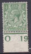 ½d Royal Cypher Control O19 perf MOUNTED MINT